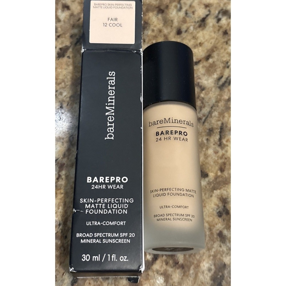 Baremineral skin perfecting matte liquid‎ foundation fair 12 Cool 1oz/30ml NWB